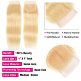 4X4" Lace Closure Blonde Malaysian Hair